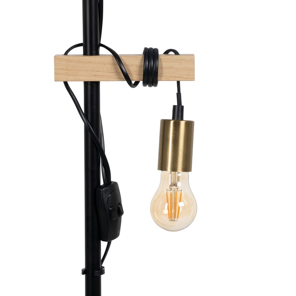 Gulvlampe Sort Beige Træ Jern 26 x 26 x 149 cm